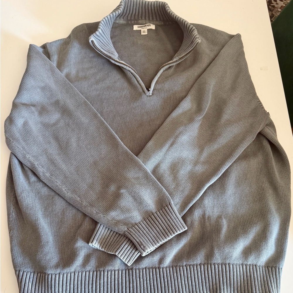 Goodthreads Men's Light Gray Zip-Up Sweater